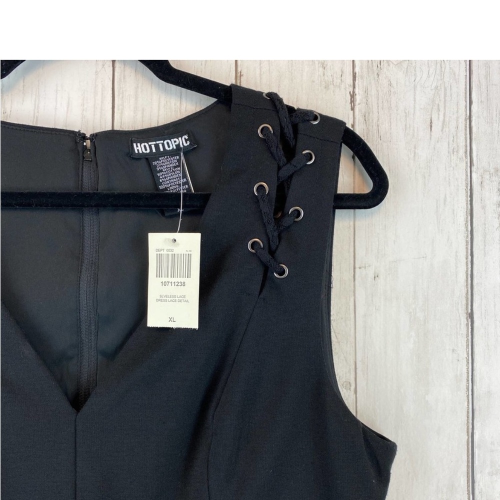 NWT Hot Topic Black Sleeveless Lace Handkerchief Hem Goth/Emo Mini Dress Size XL